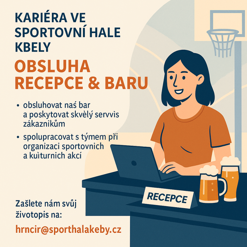 Hledáme posilu na recepci a bar ve Sportovní hale Kbely